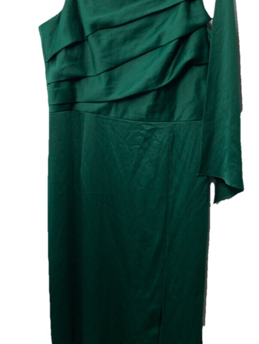 Adrianna Papell Satin Crepe One Shoulder Party Dress Metal Ring Accent Size 10